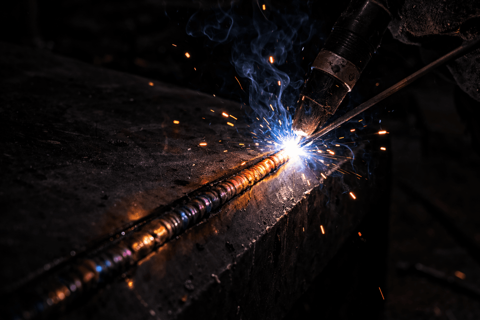 Precision TIG welding close-up at V Bush Welding LLC in Appleton Wisconsin